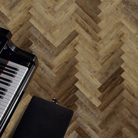 Lusso Portofino Herringbone Norwegian Oak SPC Click Vinyl Flooring