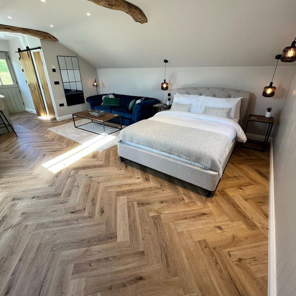 Lusso Portofino Herringbone Voyager Oak SPC Click Vinyl Flooring