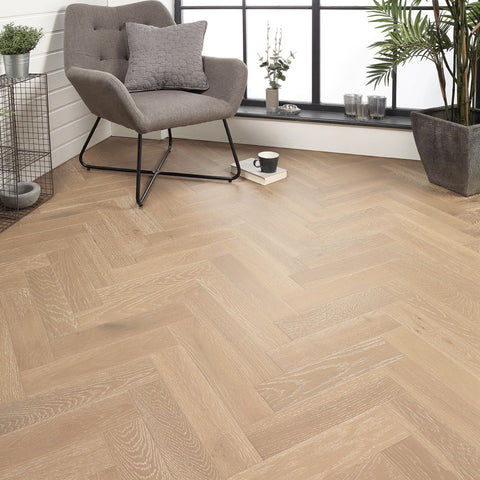 Lusso Rome Herringbone Smoked Grey Brushed & Lacquered Engineered Oak