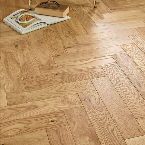 Lusso Rome Herringbone Natural Brushed & Lacquered Engineered Oak