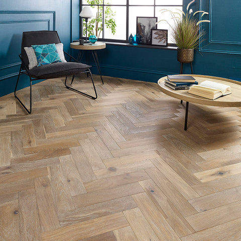 Lusso Rome Herringbone Smoked Grey Brushed & Oiled Engineered Oak