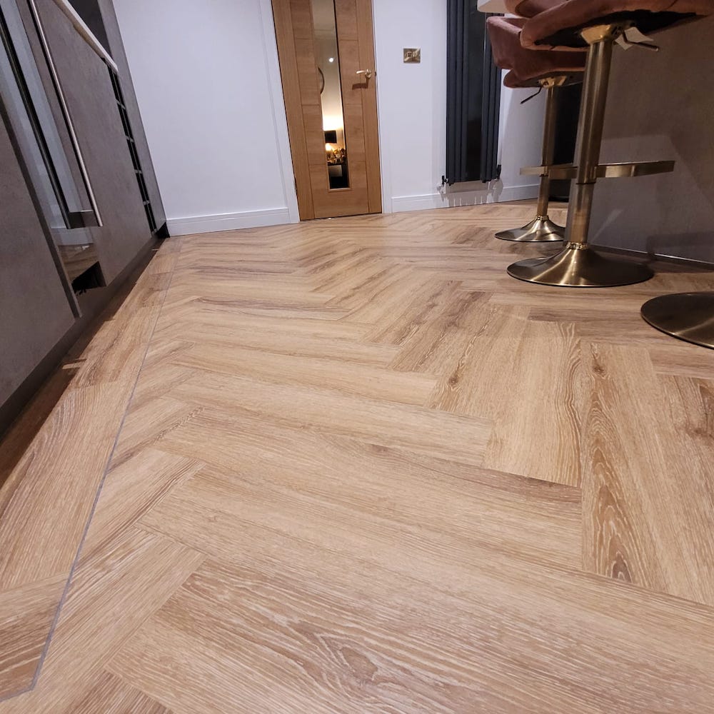 Lusso Portofino Dry Back Herringbone Sunshine Oak