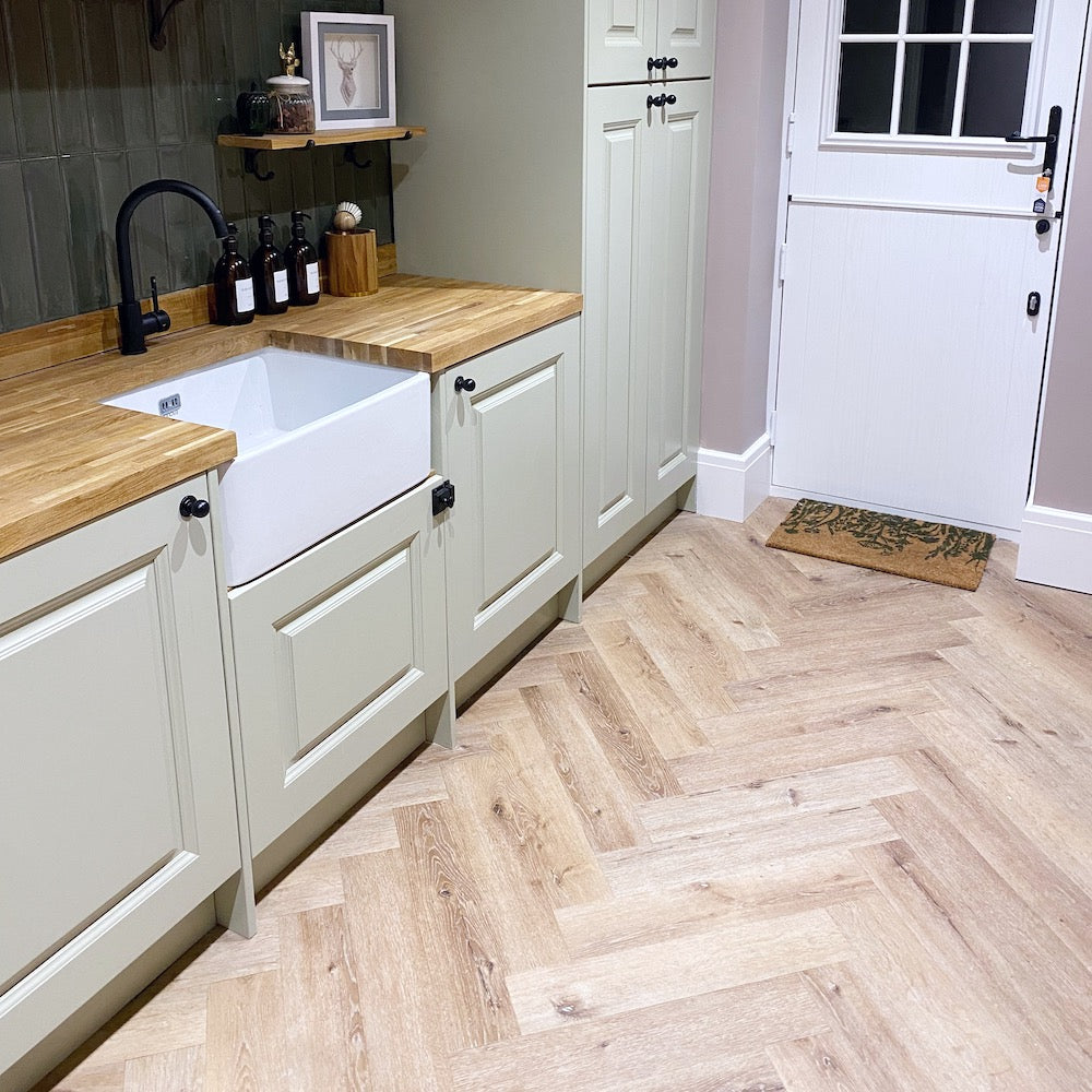 Lusso Portofino Herringbone Voyager Oak SPC Click Vinyl Flooring