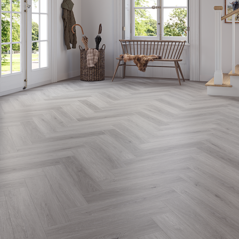 Lusso Brescia Cliffhaven Oak Herringbone SPC Click Vinyl Flooring