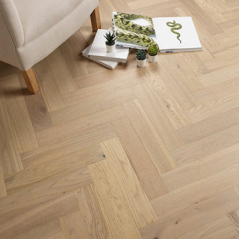 Lusso Carrara Luxe Invisible Oiled Oak Herringbone Engineered Wood Flooring