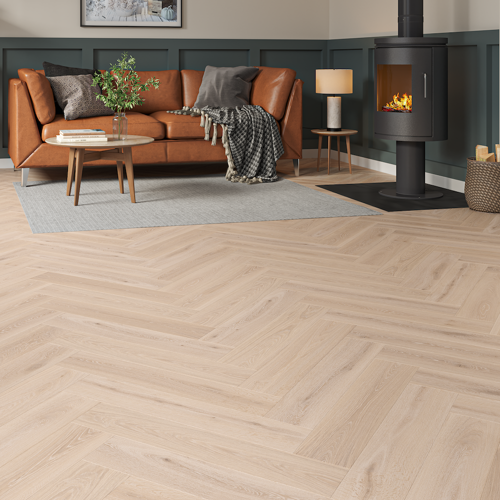 Lusso Ercolano Heather Oak Herringbone SPC Click Vinyl Flooring