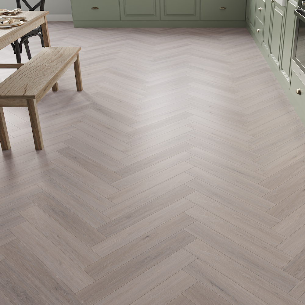 Lusso Taranto Woodland Oak Herringbone SPC Click Vinyl Flooring