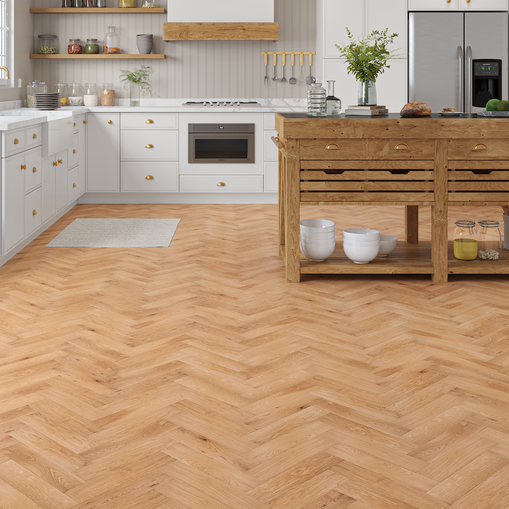 Lusso Venice Luxe Golden Oak Brushed & Oiled  20/6 mm Herringbone Engineered Wood Flooring